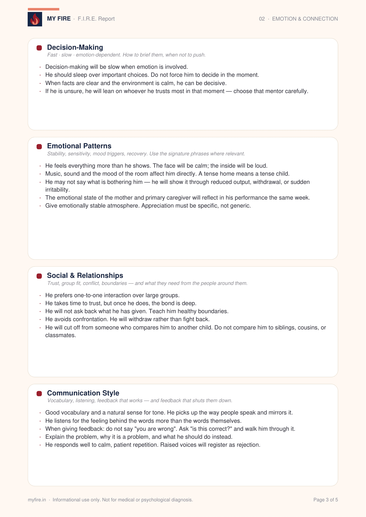 Sample MyFire report, page 3 of 5