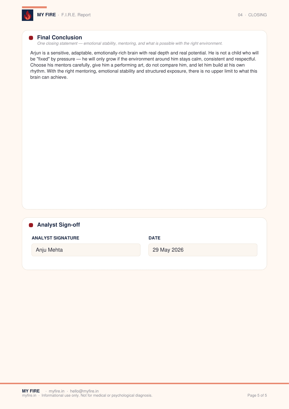 Sample MyFire report, page 5 of 5
